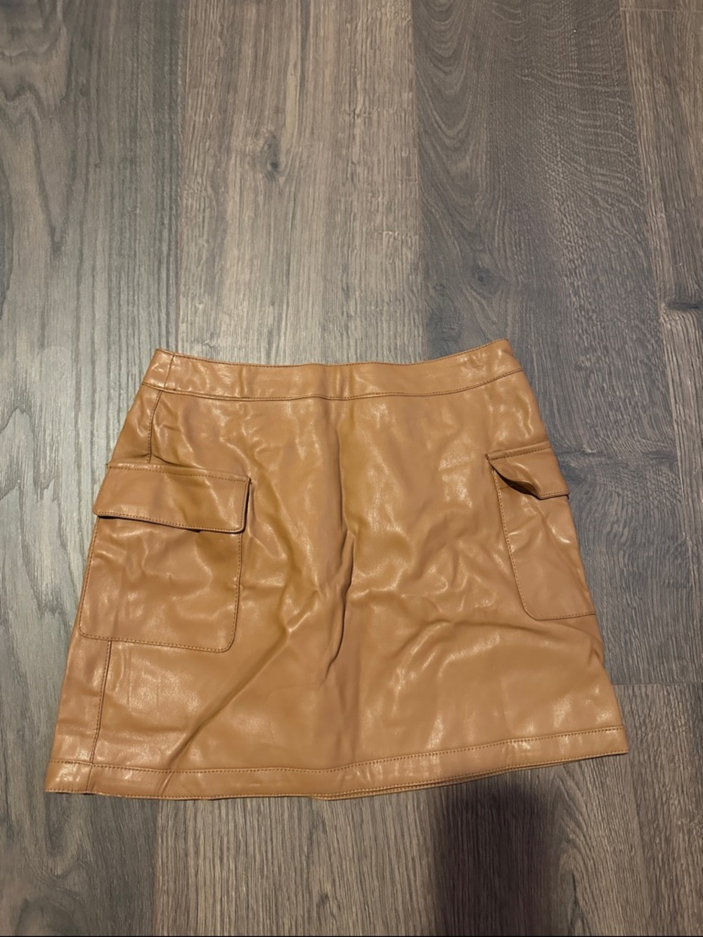 Forever 21 Tan Faux Leather Cargo Mini Skirt
